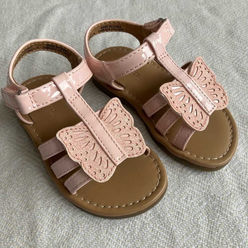 Pink butterfly sandals toddler size 6